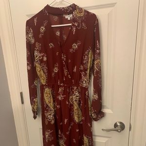 Burgundy choker neck Dress